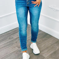Jeans Button Blauw