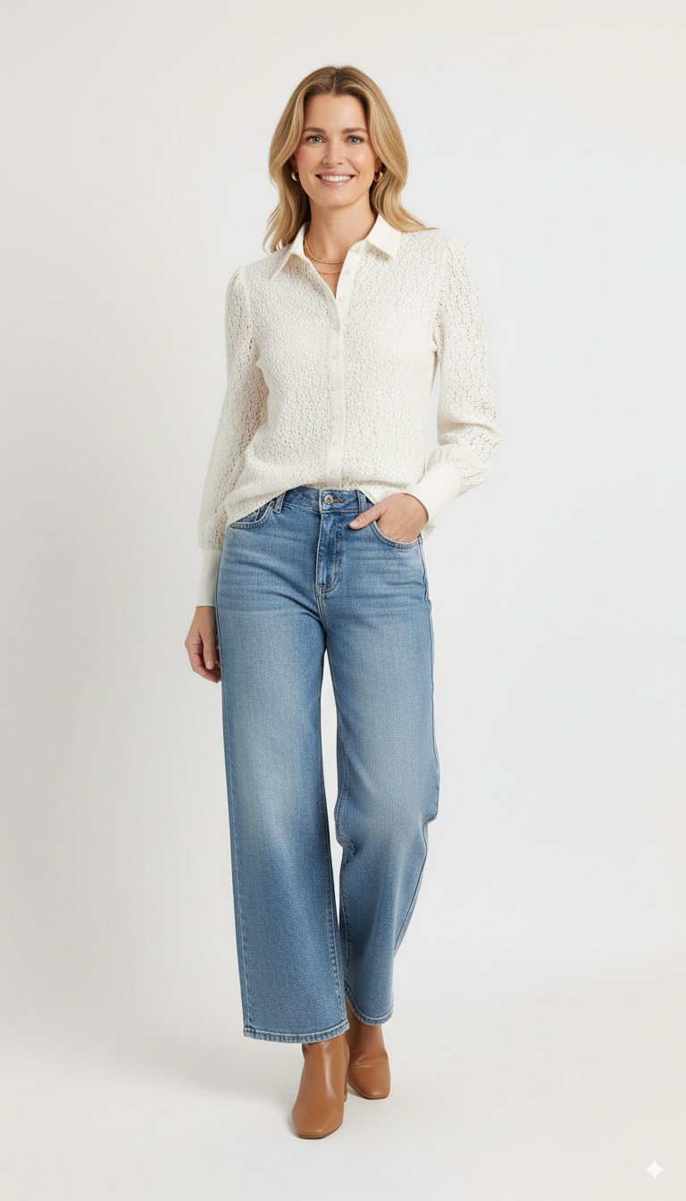 Model draagt een Mi Piace witte damesblouse met lange mouwen en klassieke kraag, gecombineerd met jeans.”
“Elegante Mi Piace blouse voor dames in het wit met subtiele structuur en knoopsluiting.”
“Stijlvolle witte Mi Piace blouse met lange mouwen – ideaal voor casual en zakelijke looks.”
“Damesmode van Mi Piace: witte blouse met klassieke kraag en tijdloos design.”
“Trendy Mi Piace damesblouse in het wit, elegant en comfortabel te combineren met elke outfit.”