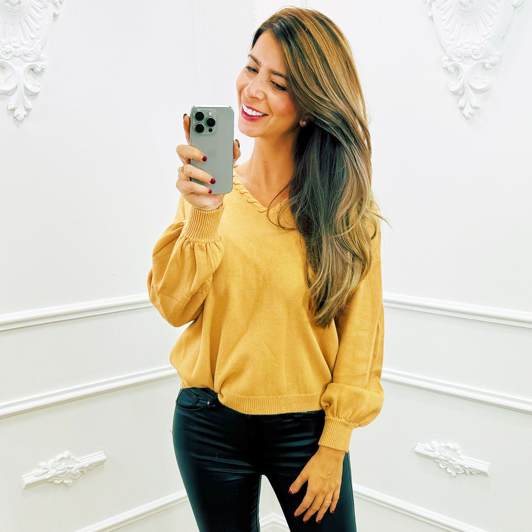 Ballonmouw Top Camel - BlushFashionstore