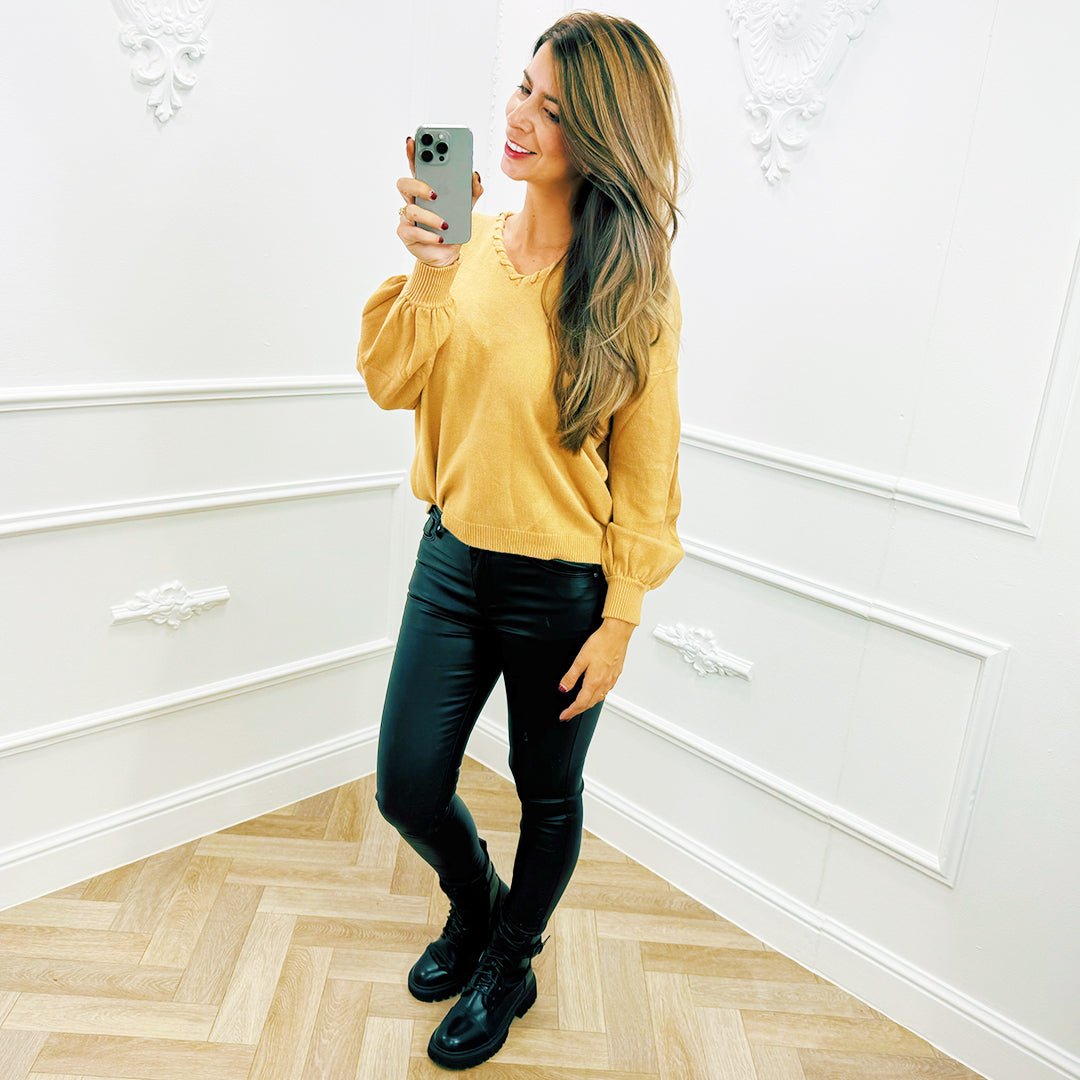 Ballonmouw Top Camel - BlushFashionstore