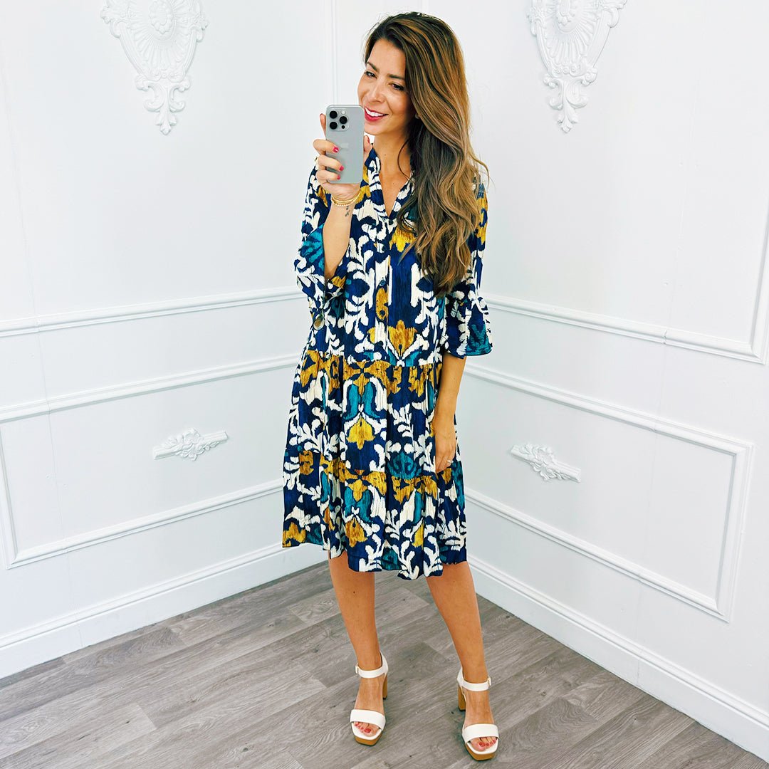 Barok Ibiza Dress Marine Blauw - BlushFashionstore