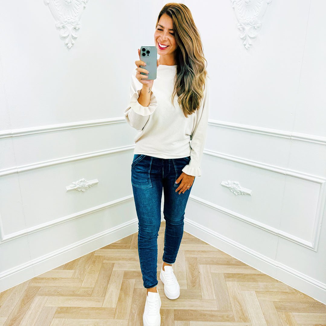 Basic Vlindermouw Top Beige - BlushFashionstore
