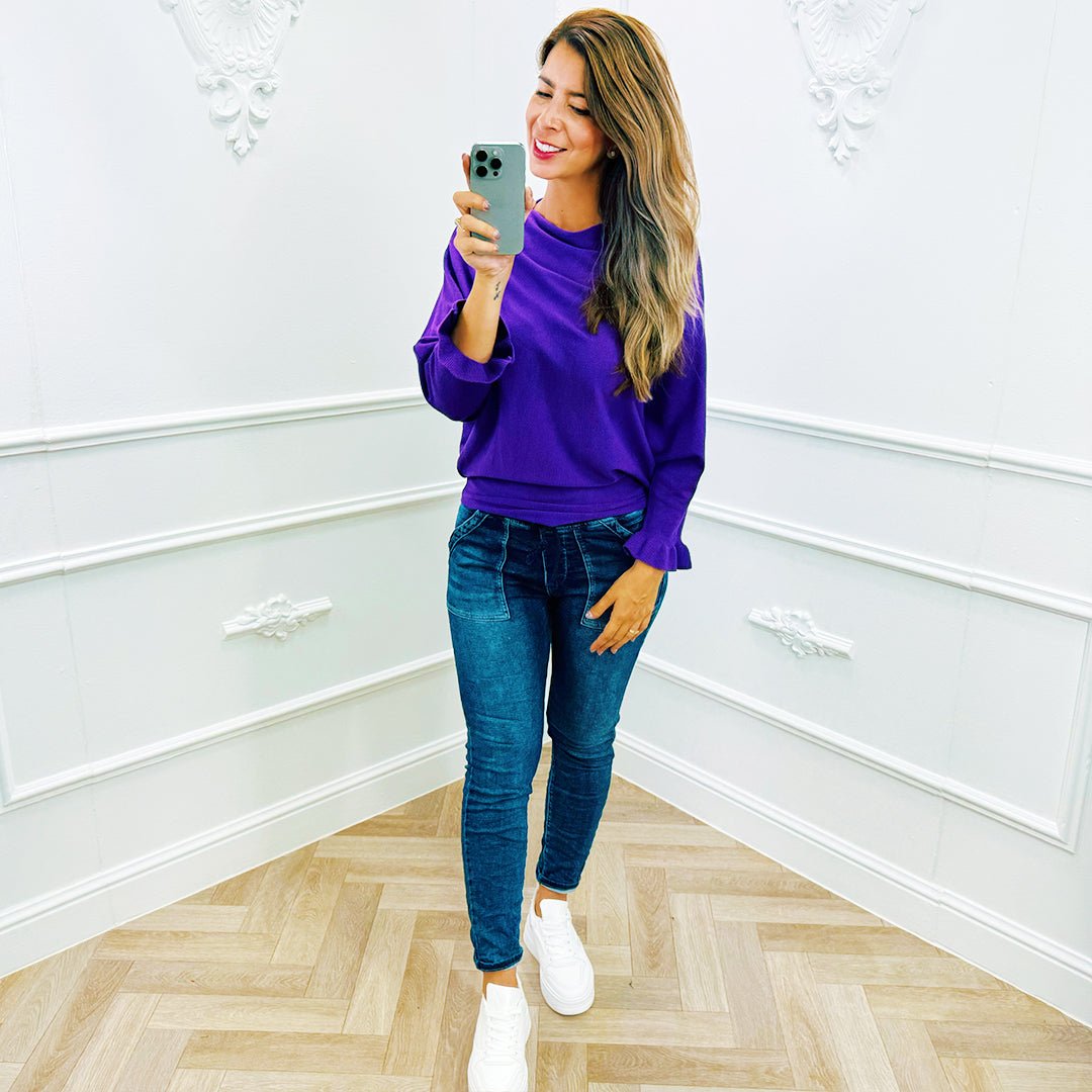 Basic Vlindermouw Top Paars - BlushFashionstore