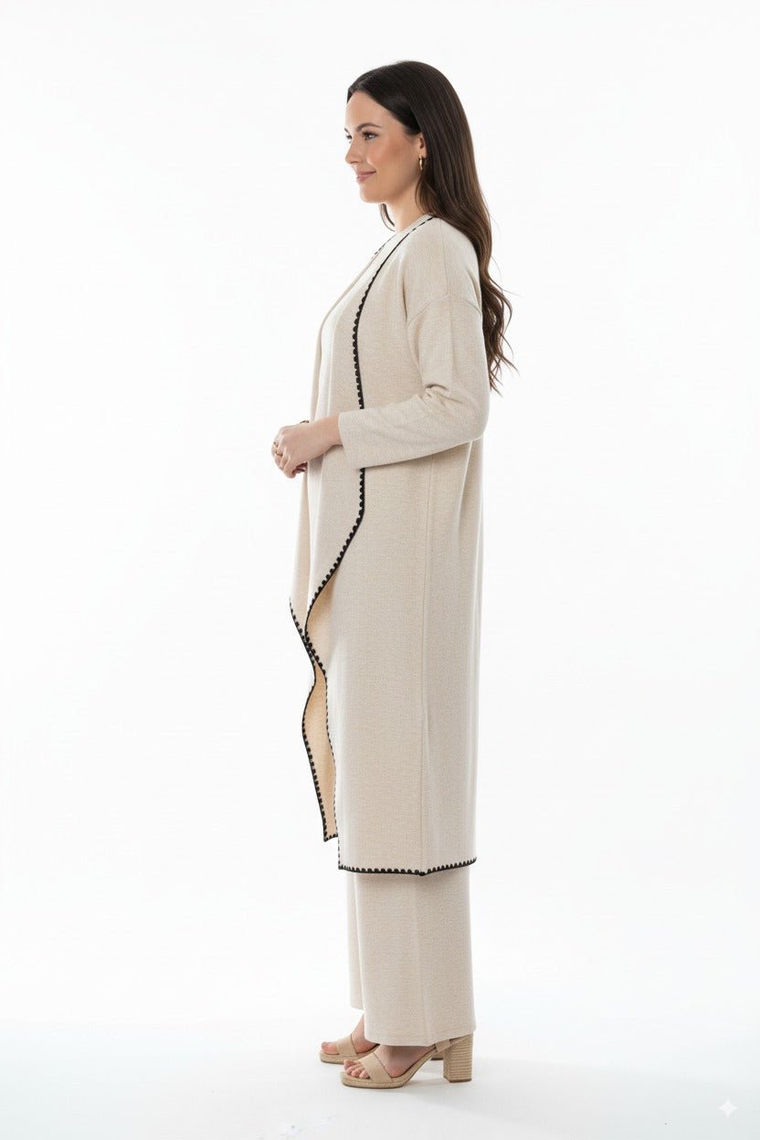 Beige 3 - Delige Dames Lounge Set Cardigan, Trui & Broek - BlushFashionstore