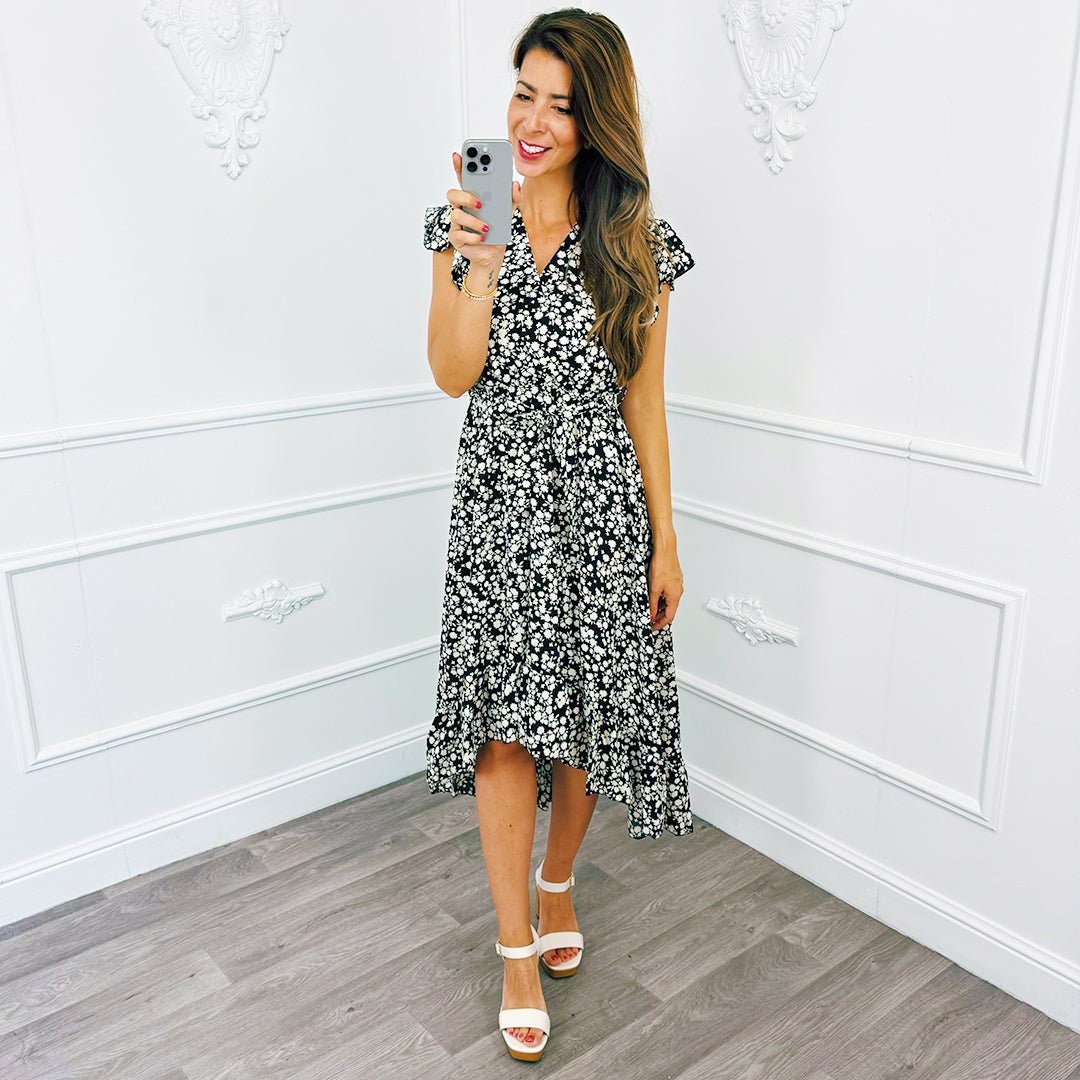 Bloem Ruffel Dress Zwart - BlushFashionstore