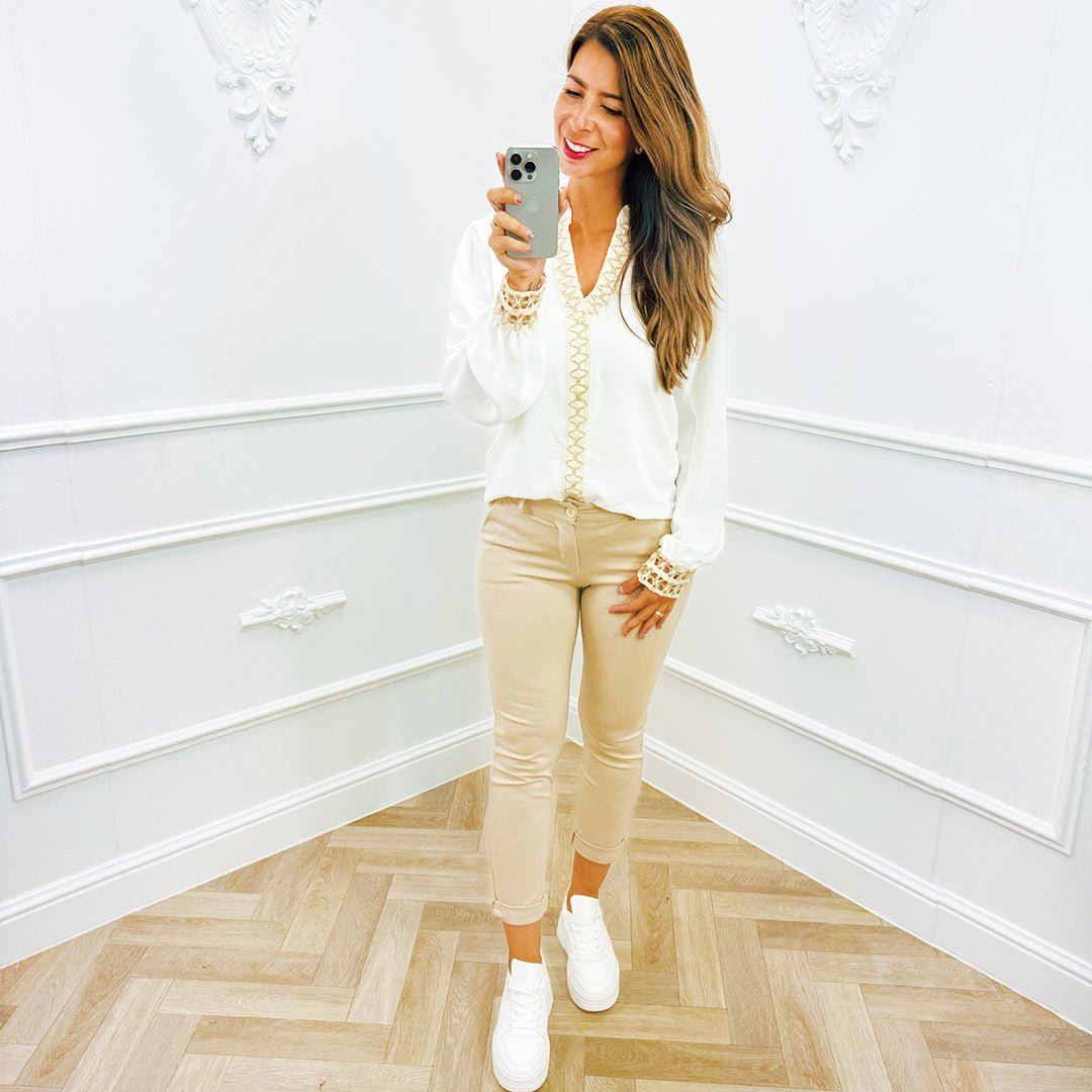 Blouse Borduur Wit - BlushFashionstore