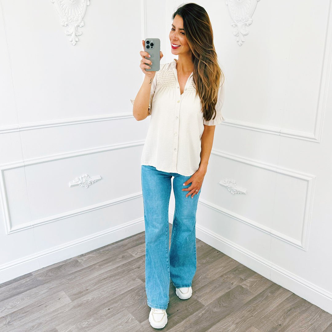 Blouse Detail Beige - BlushFashionstore