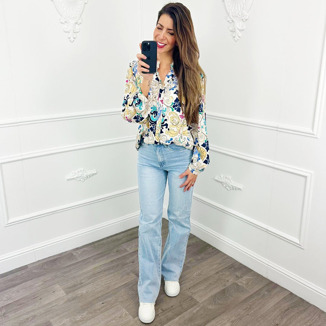 Blouse Paint Blauw - BlushFashionstore