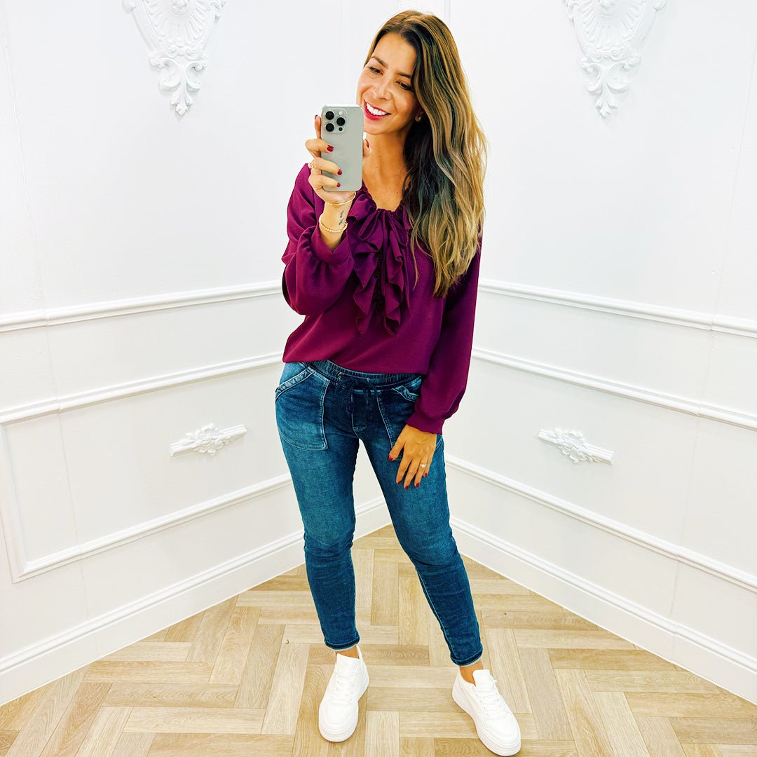 Blouse Ruffel Magenta - BlushFashionstore