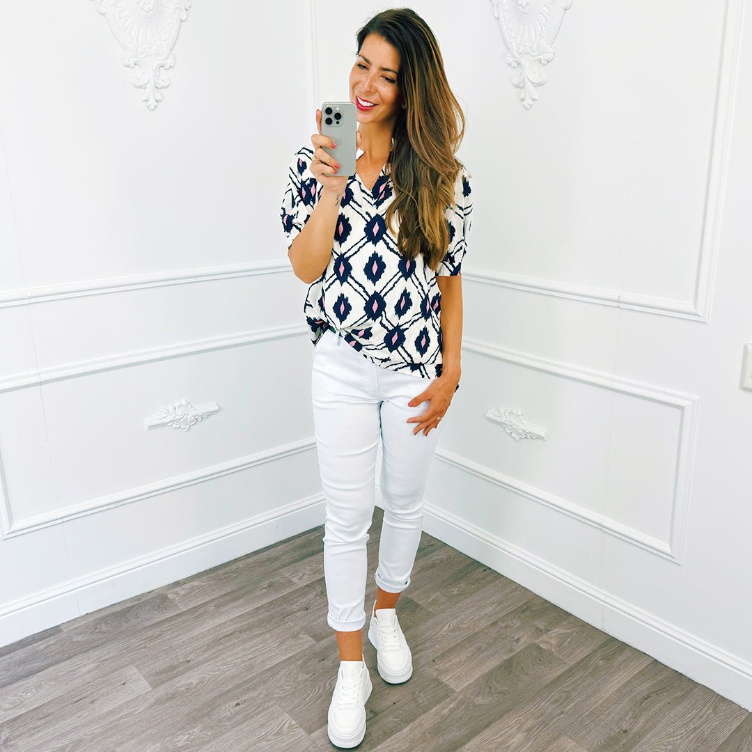 Blouse Ruit Marine Blauw - BlushFashionstore