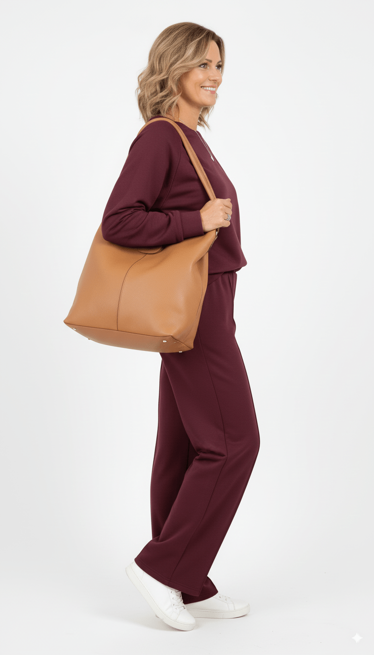 Bordeaux Dames Joggingpak Ella – Comfortabele Loungewear Set met Trui en Broek - BlushFashionstore