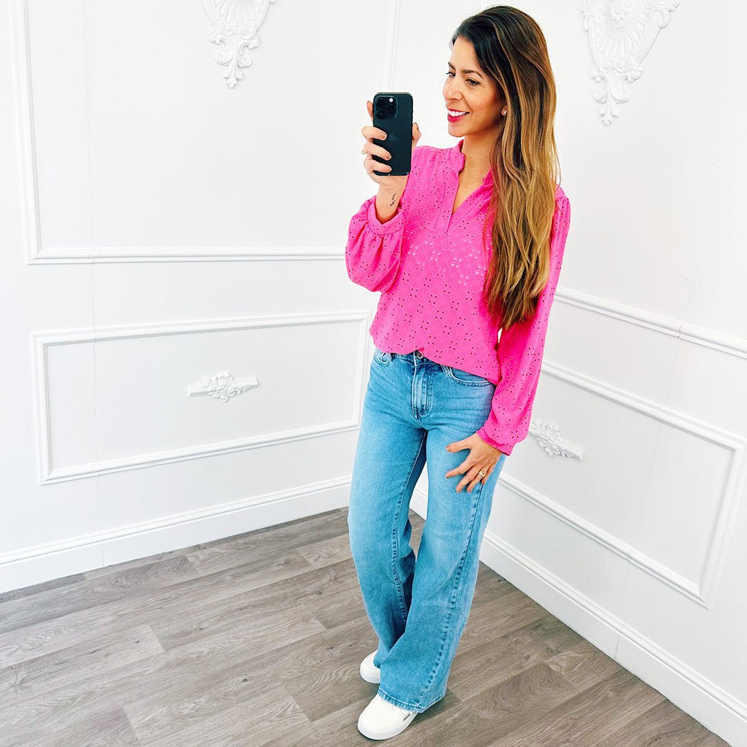 Broderie Top Fuchsia - BlushFashionstore