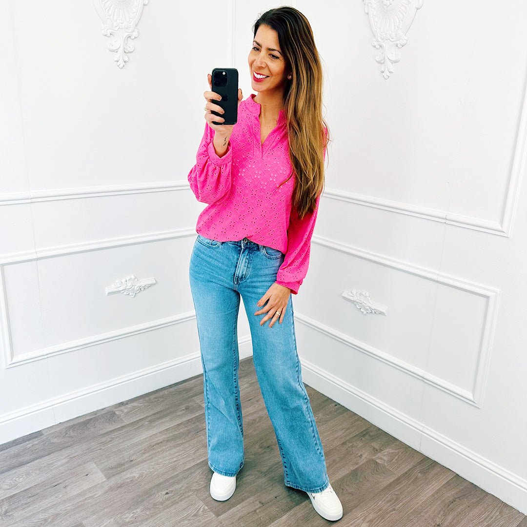 Broderie Top Fuchsia - BlushFashionstore