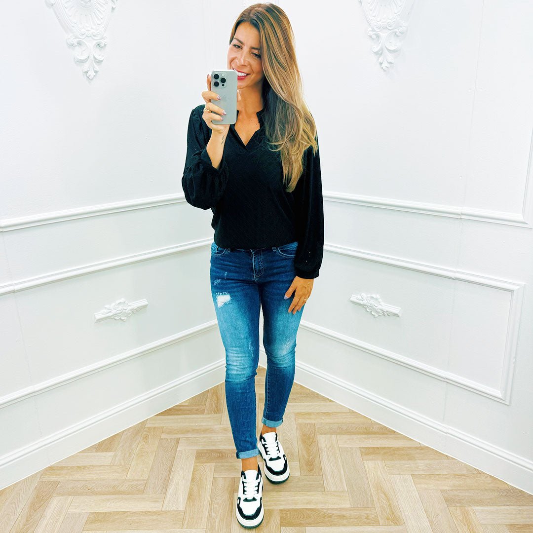 Broderie Top Zwart - BlushFashionstore
