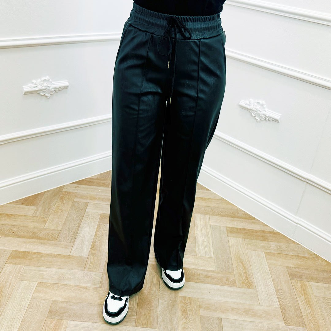 Broek Leerlook Zwart - BlushFashionstore