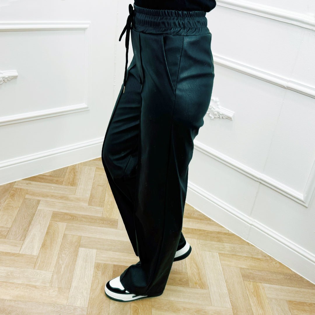 Broek Leerlook Zwart - BlushFashionstore