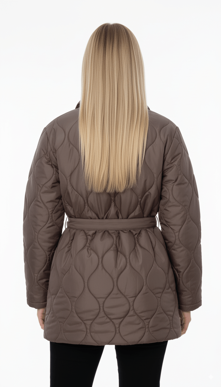 Bruine Gewatteerde Jas met Ceintuur – Dames - BlushFashionstore