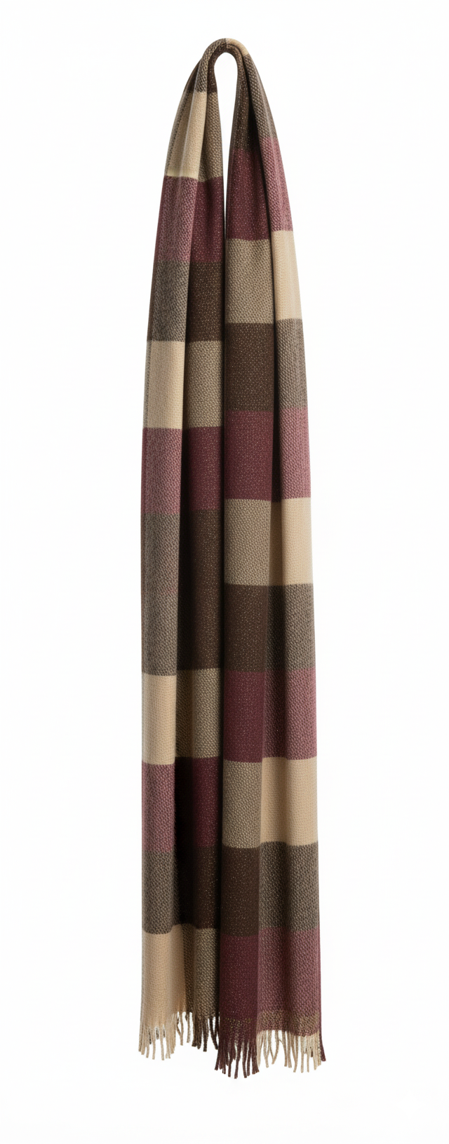 Geruite Sjaal Beige Bruin Bordeaux Warme Dames Sjaal