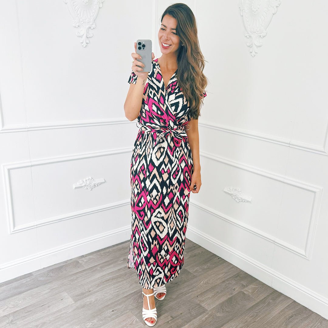 Classy Print Jurk Fuchsia - BlushFashionstore