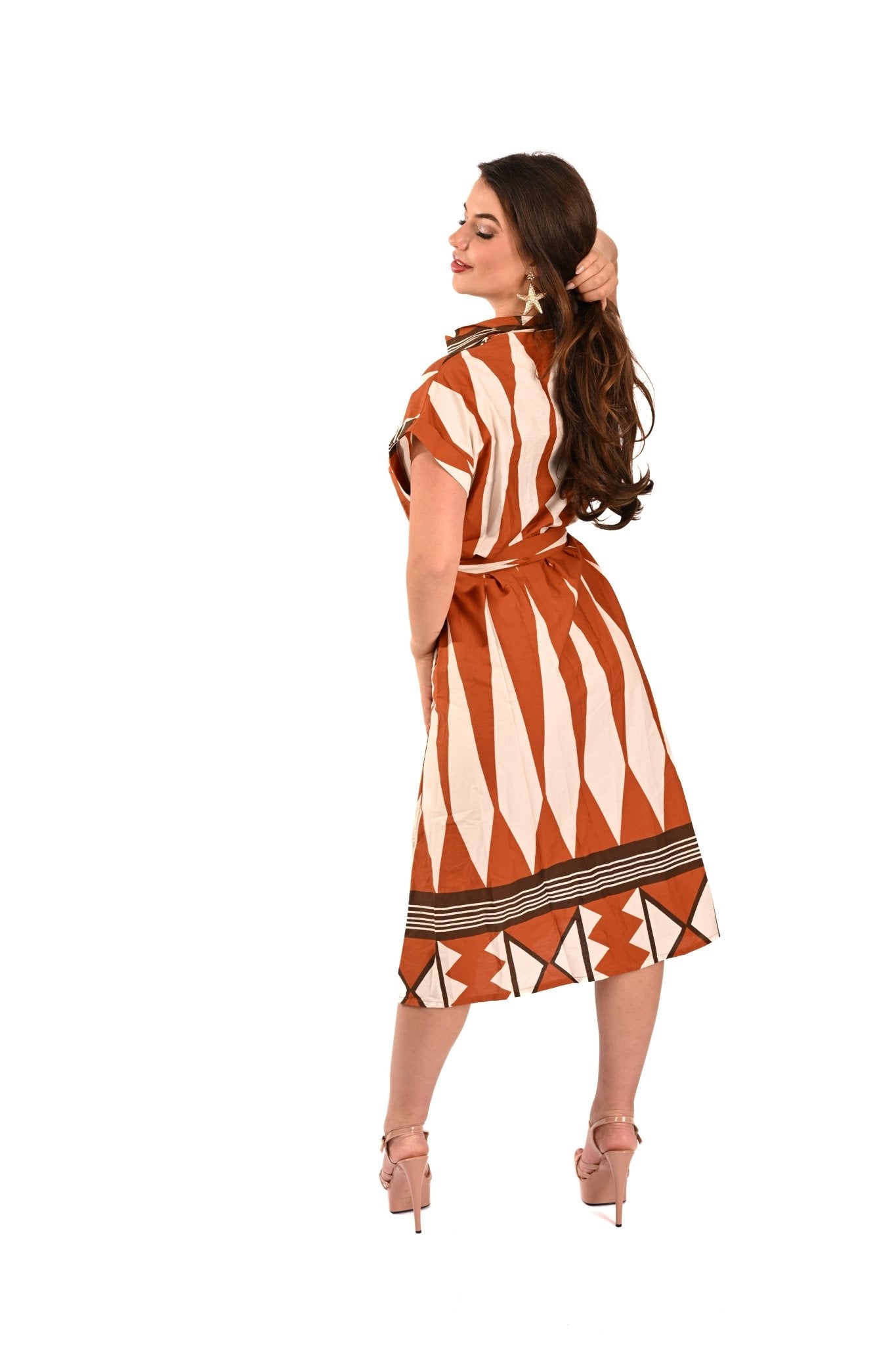 Cotton Dress Roestbruin – Fris, vrouwelijk en comfortabel - BlushFashionstore