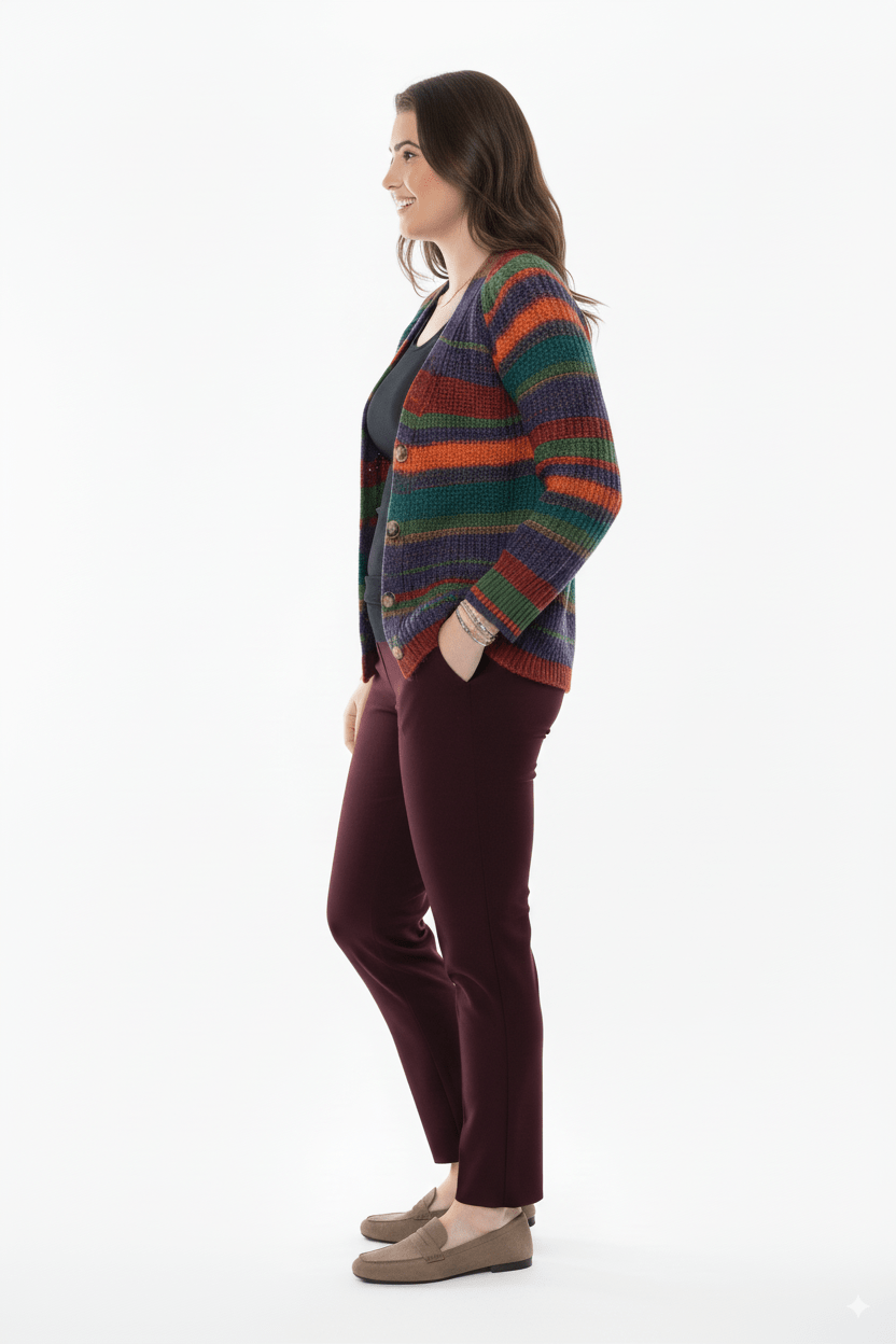Fel Multicolor Gestreept Vest met Knoopsluiting - BlushFashionstore