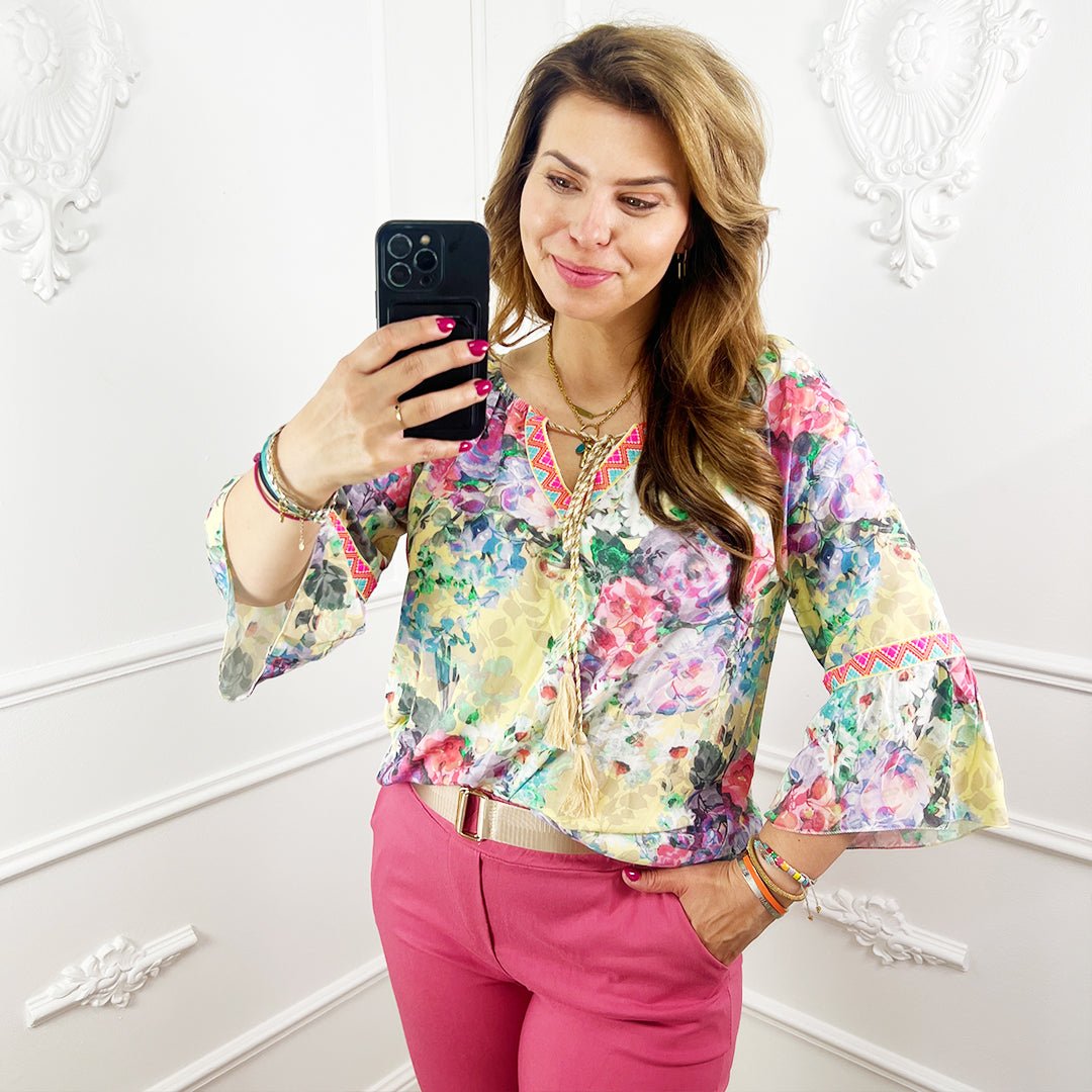 Gebloemde Blouse Geel - BlushFashionstore