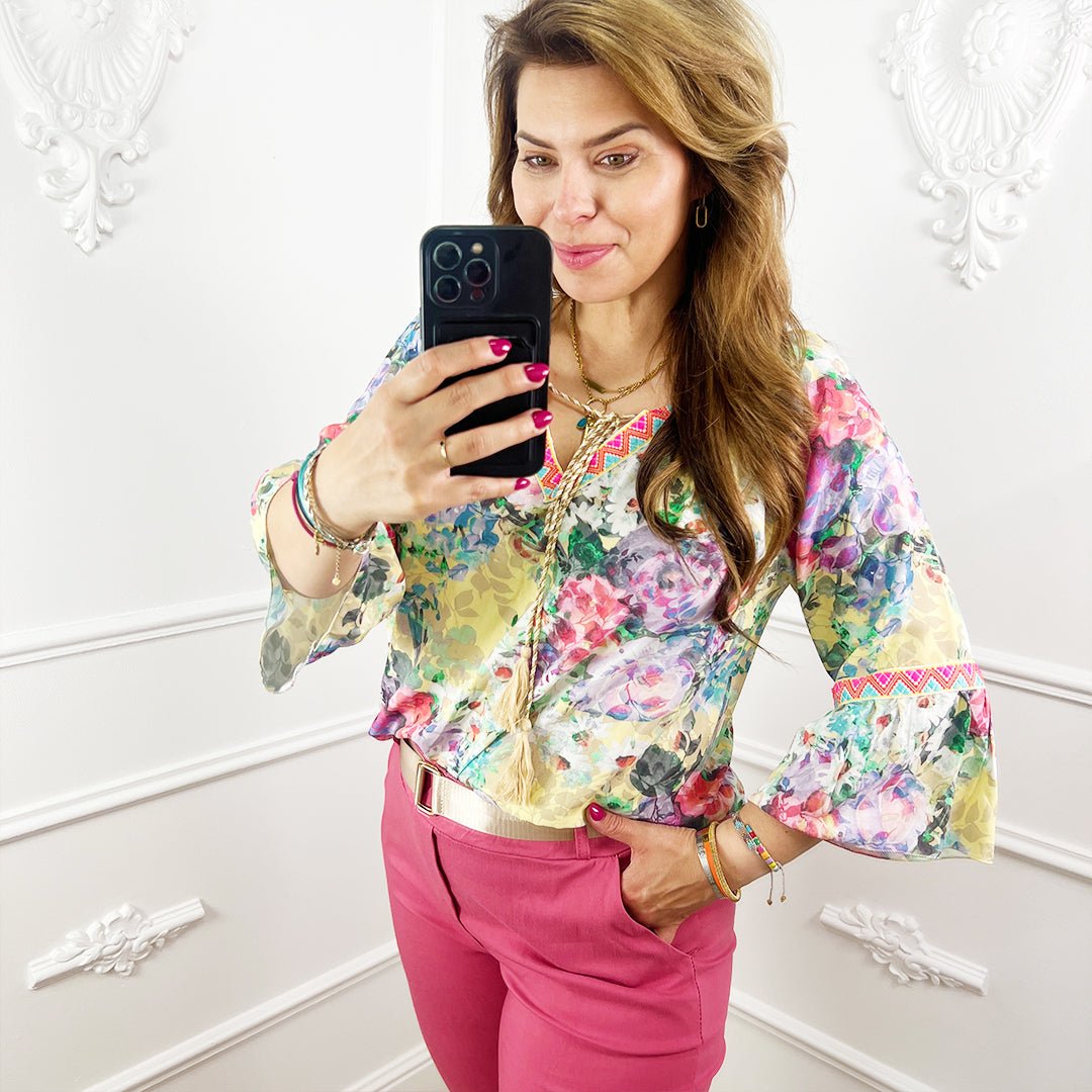 Gebloemde Blouse Geel - BlushFashionstore