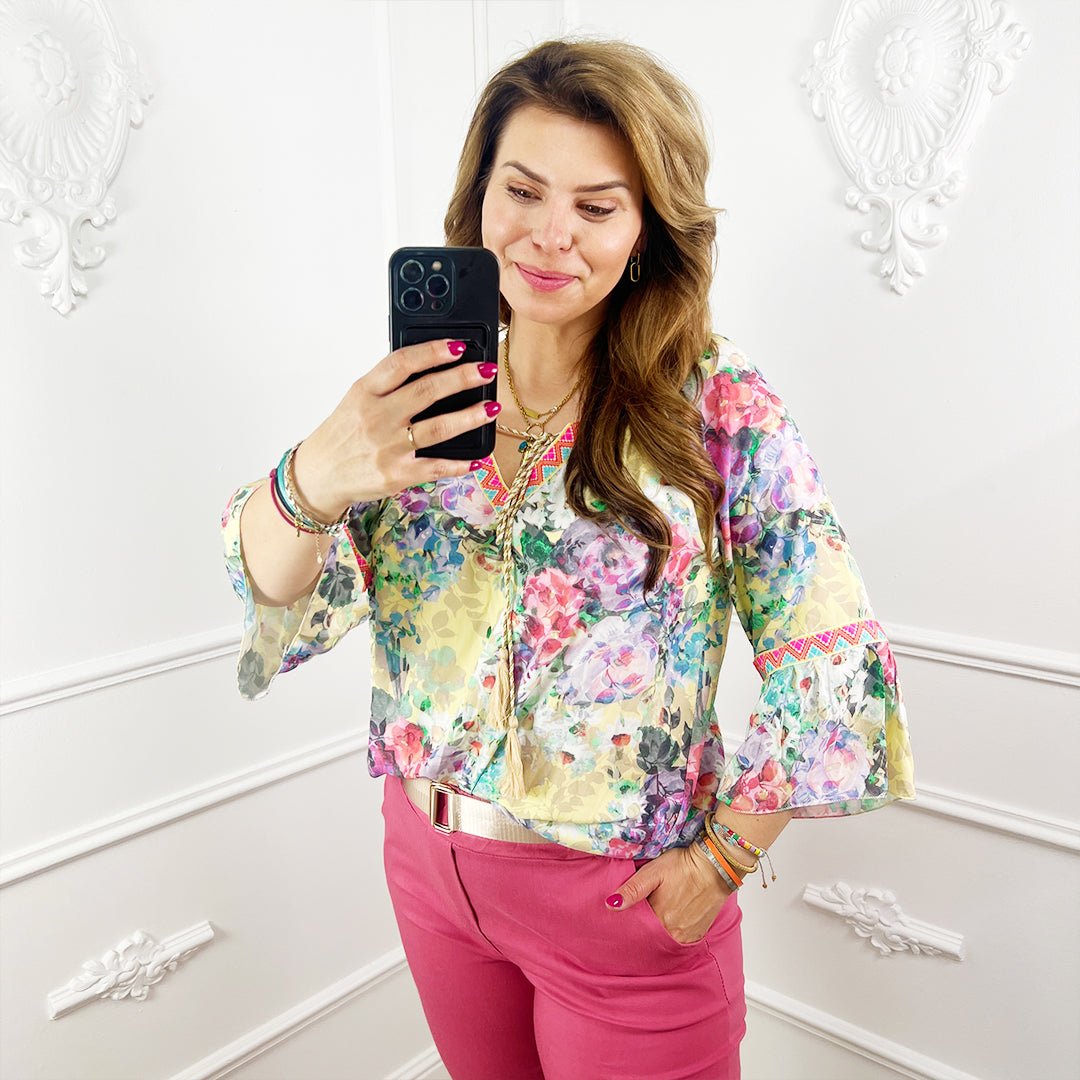 Gebloemde Blouse Geel - BlushFashionstore