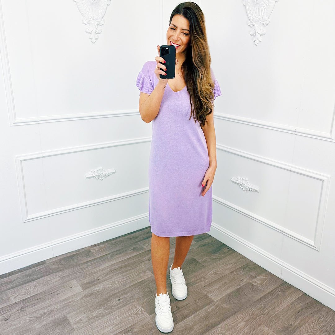 Gebreide Jurk Ruffel Lila - BlushFashionstore