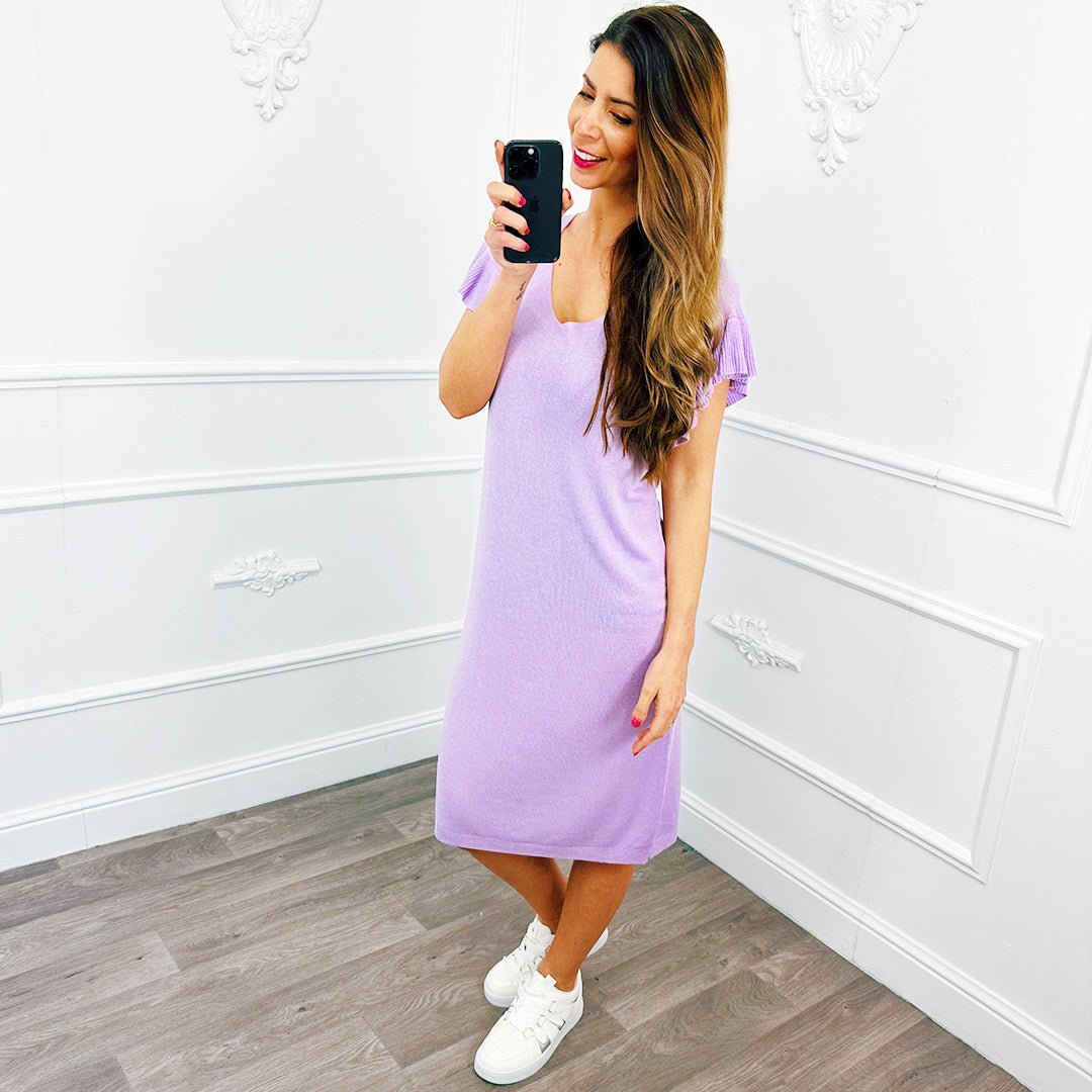 Gebreide Jurk Ruffel Lila - BlushFashionstore