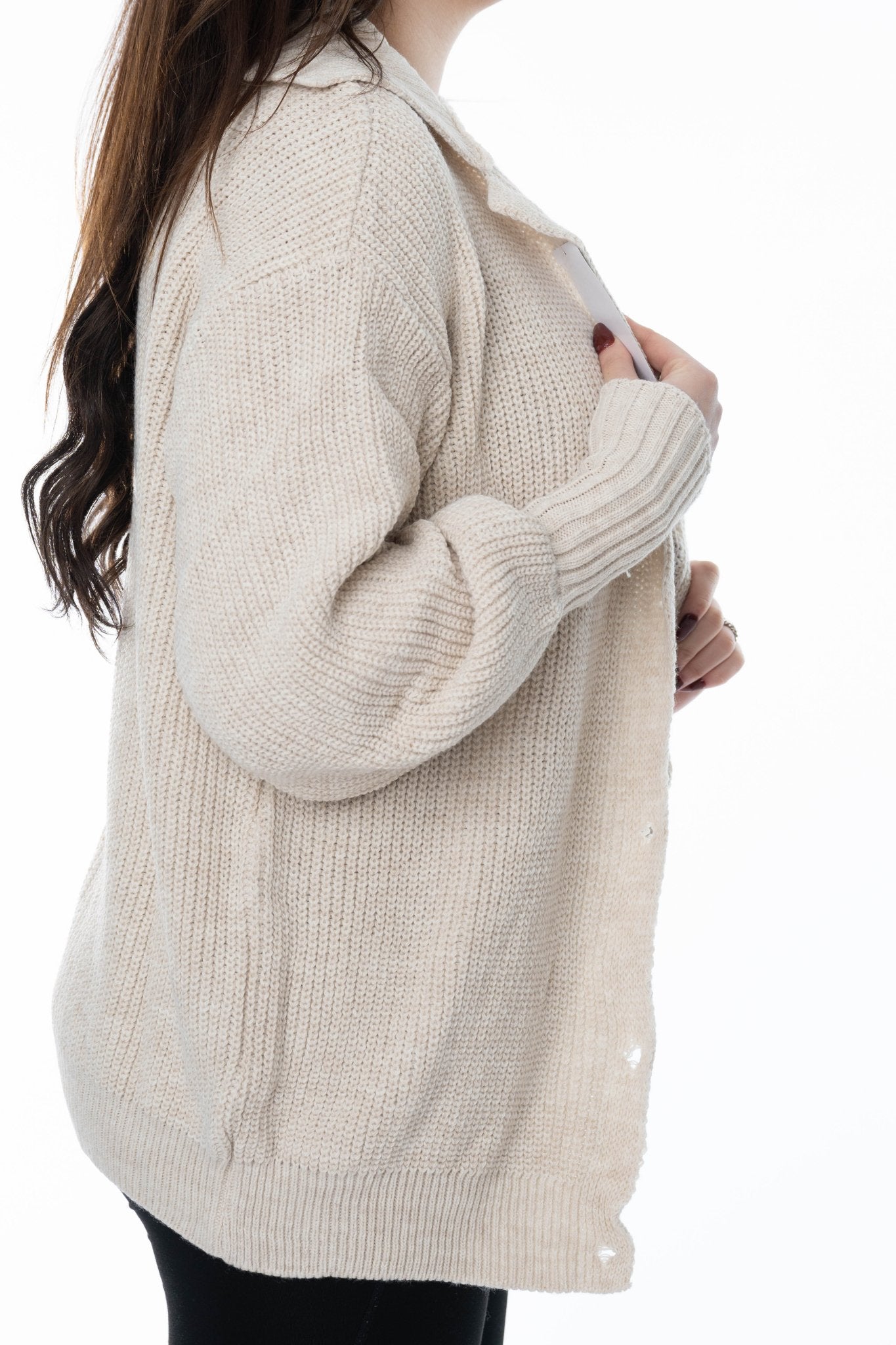 Gebroken Witte Oversized Cardigan – Cozy Chic - BlushFashionstore