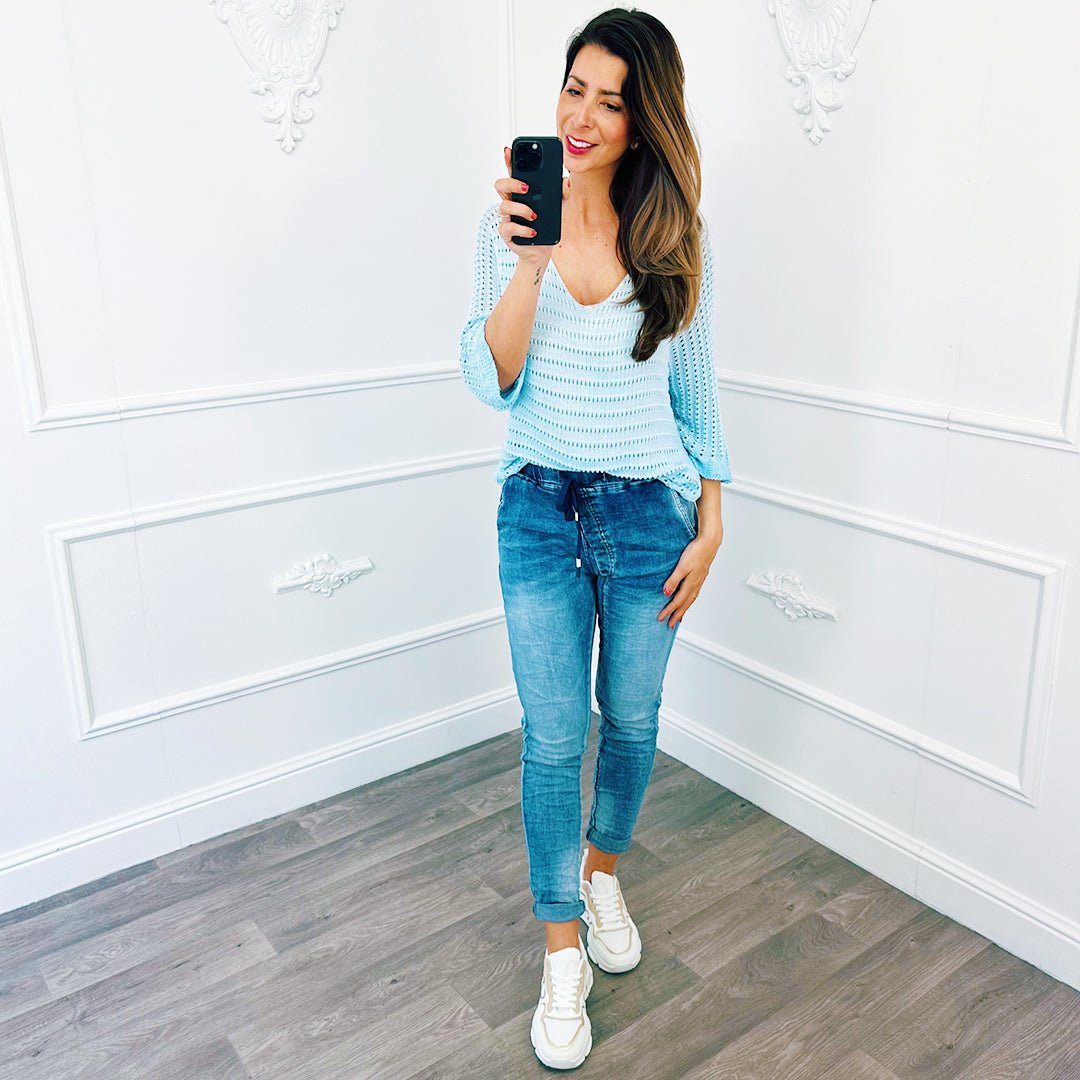 Gehaakte Top Basic Lichtblauw - BlushFashionstore
