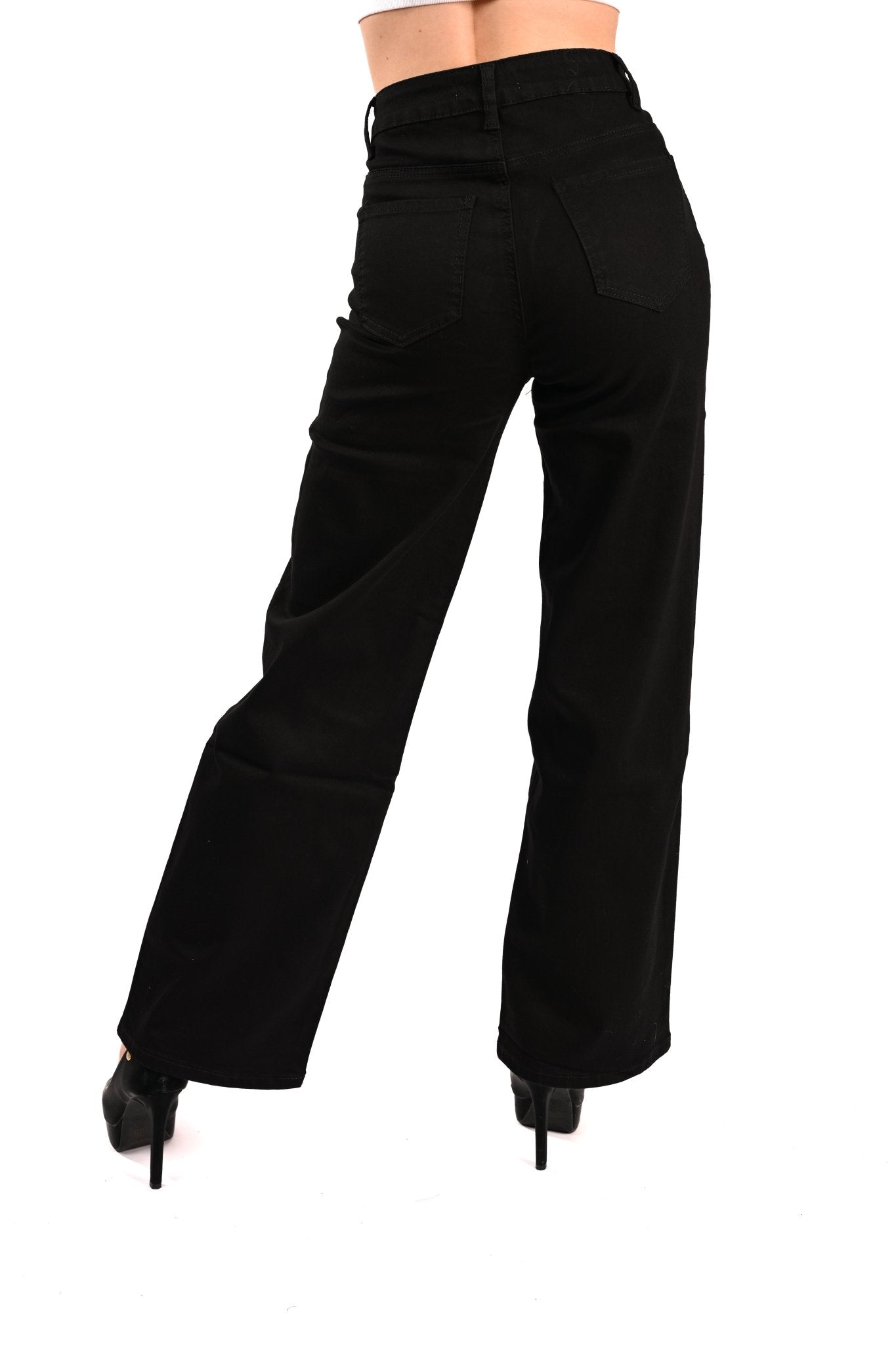 Goodies Wide - Leg Soft Jeans Zwart – Tijdloze Zwarte Denim met Comfort Fit - BlushFashionstore