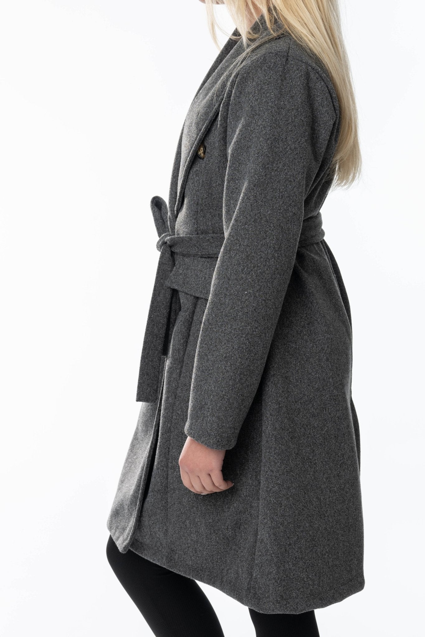 Grijze Manteljas met Ceintuur – Dames - BlushFashionstore