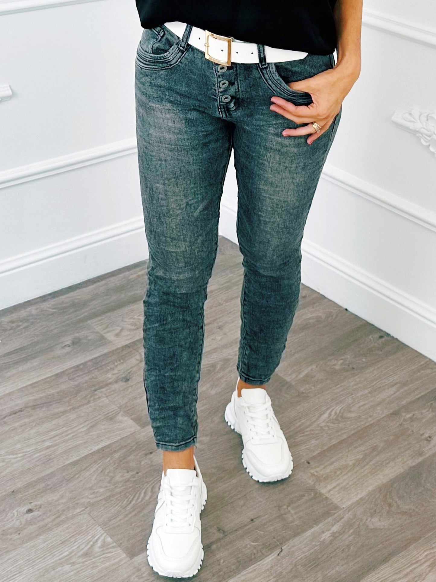 Jeans Button Grijs - BlushFashionstore