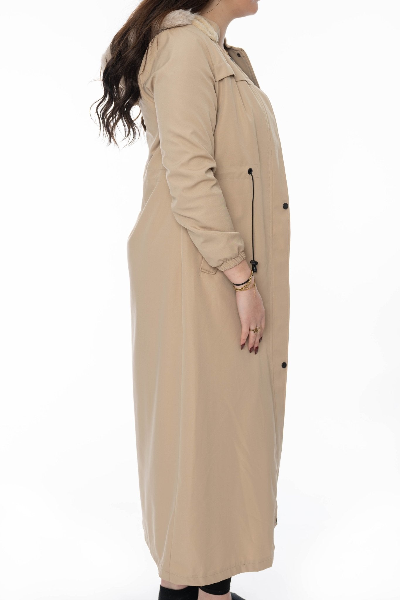 Lange Beige Trenchcoat met Capuchon – Damesjas - BlushFashionstore