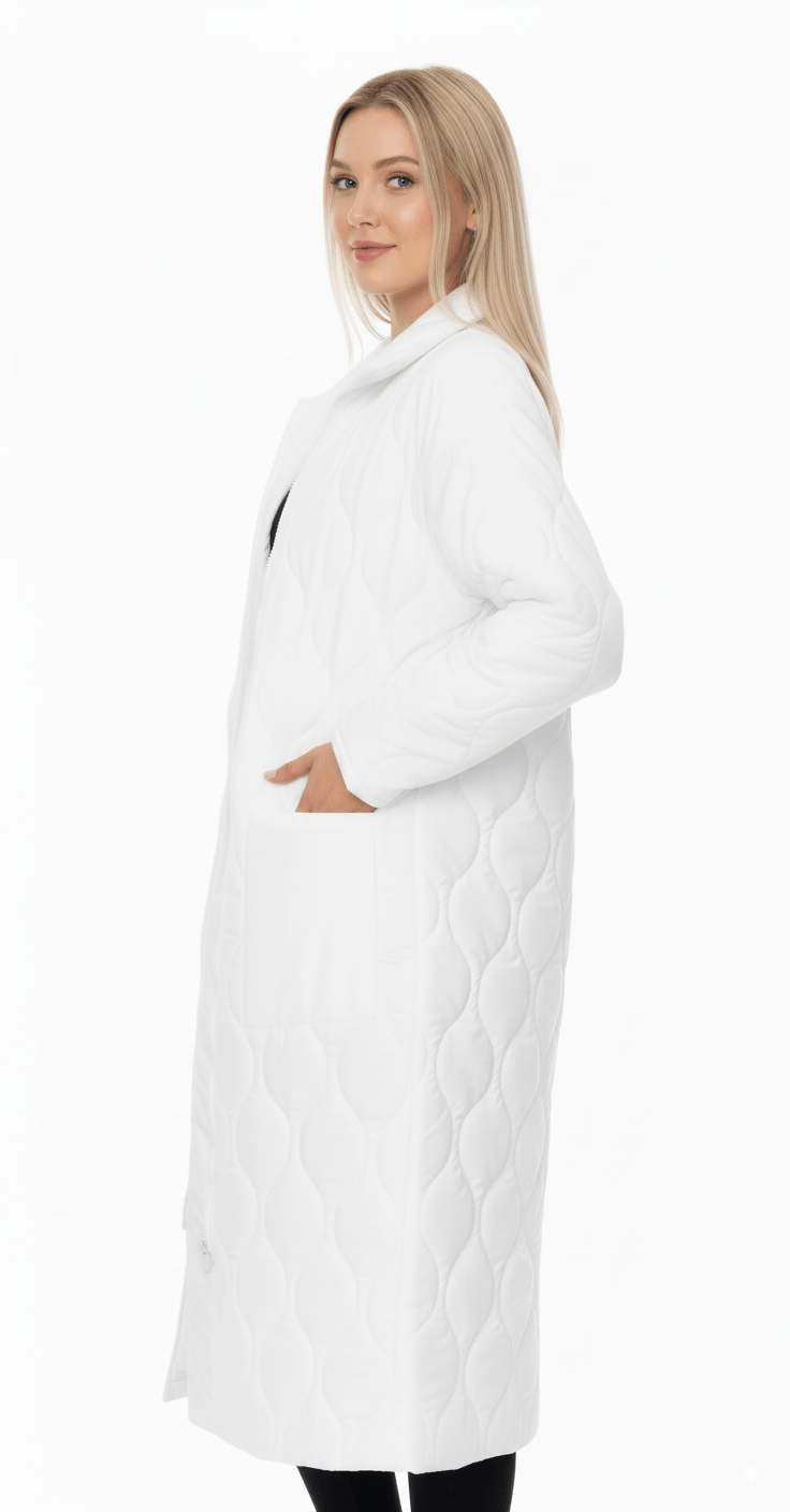 Lange Witte Quilted Jas – Dames - BlushFashionstore
