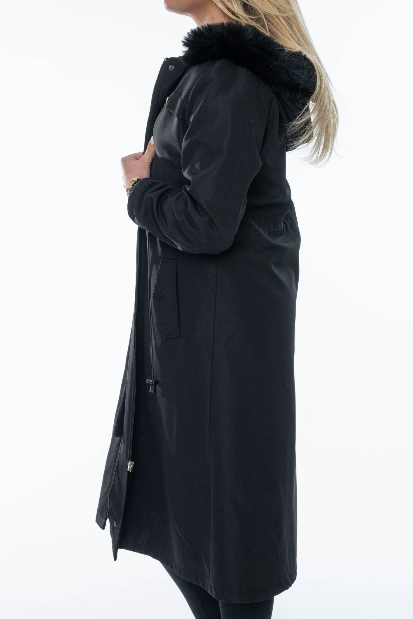 Lange Zwarte Parka Jas met Capuchon – Dames - BlushFashionstore