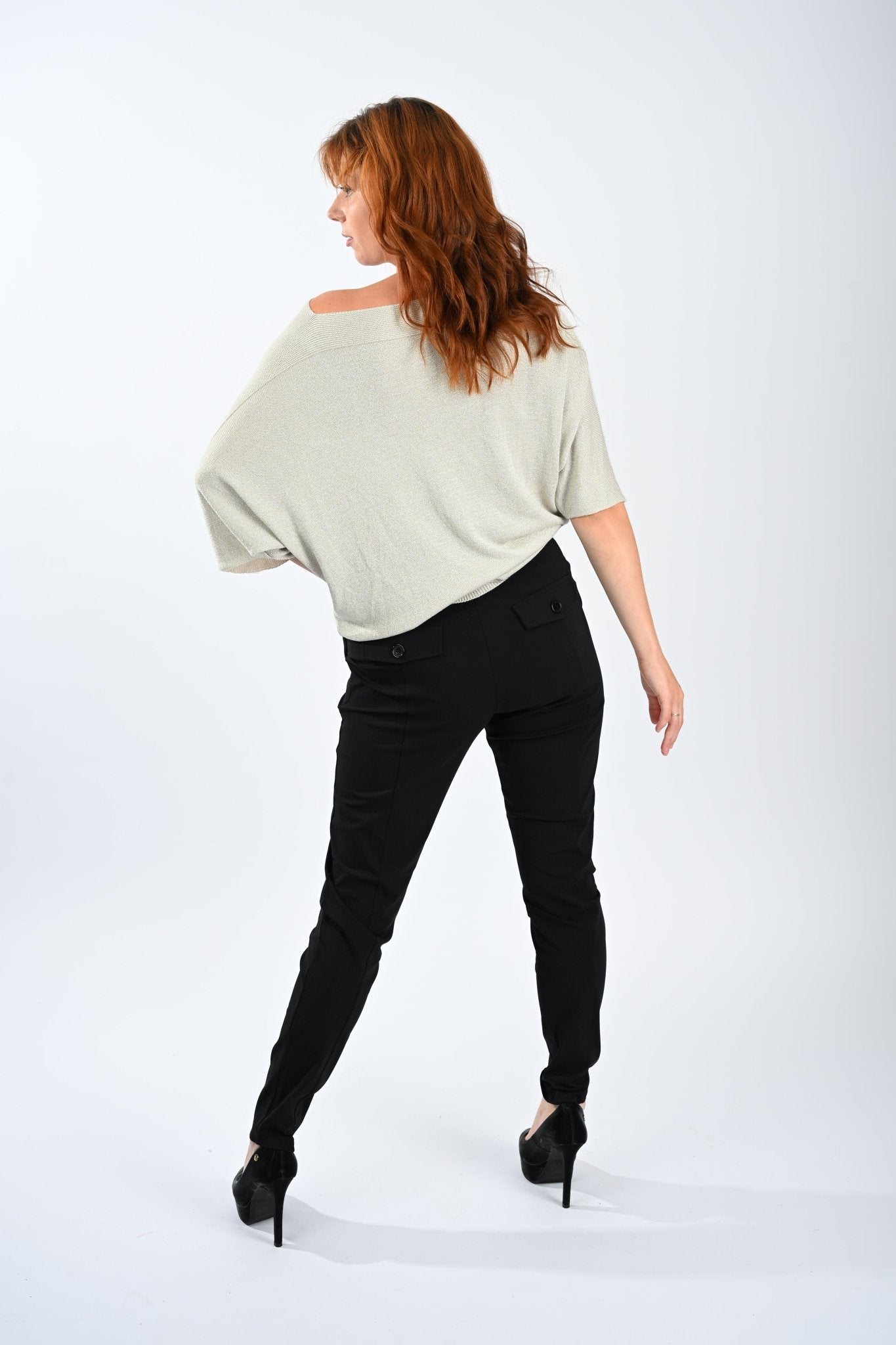 Lurex Knitted Top – Beige Glans - BlushFashionstore