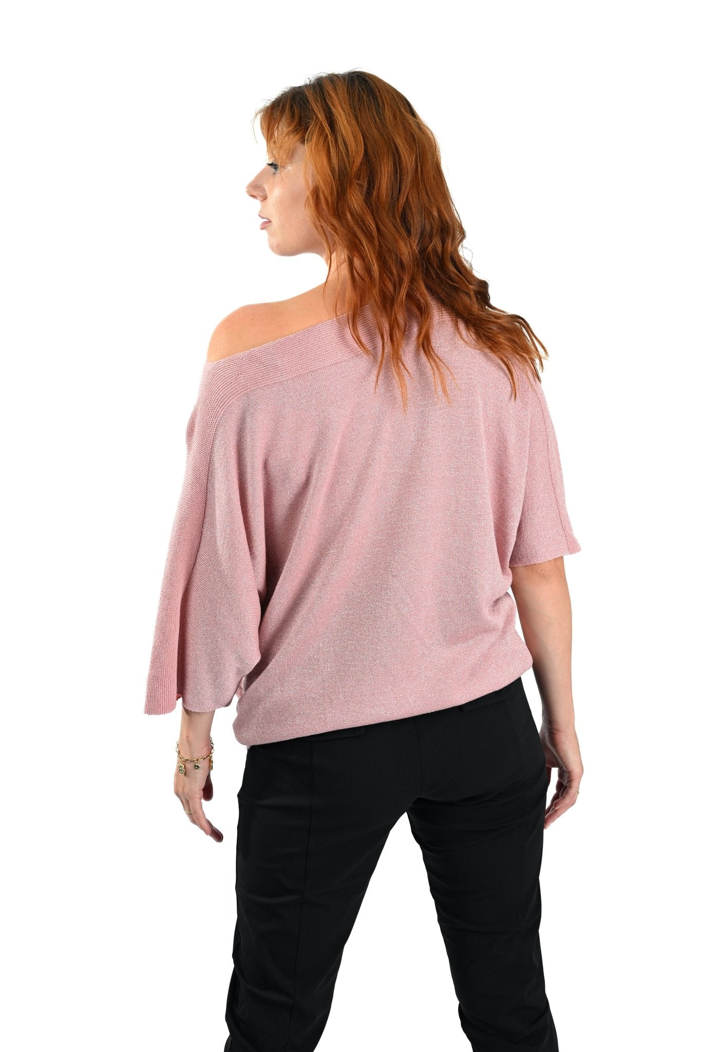 Lurex Knitted Top – Roze Glans - BlushFashionstore