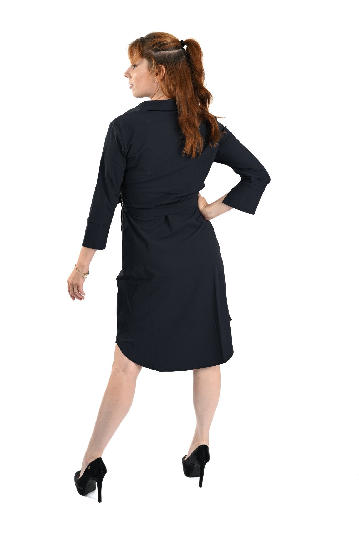 Mi Piace Jurk met Strikceintuur – Dark Blue - BlushFashionstore