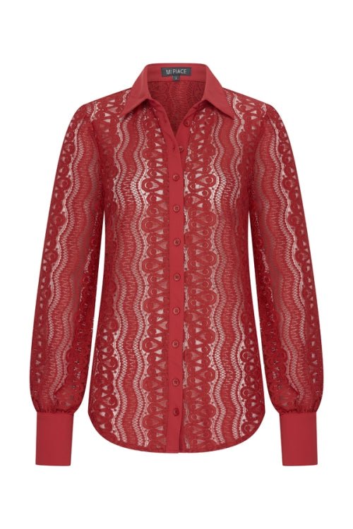 MI Piace Kantblouse Donkerrood - BlushFashionstore