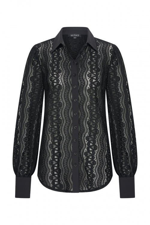 MI Piace Kantblouse Zwart - BlushFashionstore
