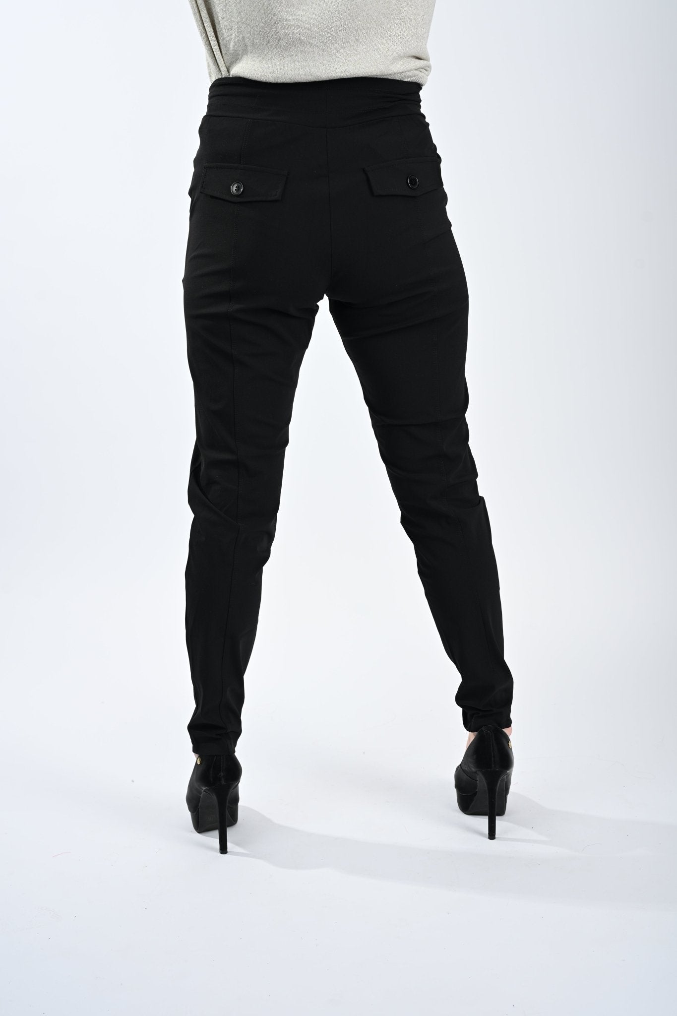 Mi Piace Skinny Broek met Trekkoord Black - BlushFashionstore