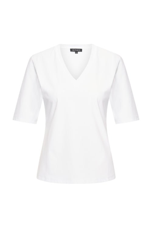 Mi Piace V - hals T-shirt – Wit Basics met Klasse - BlushFashionstore