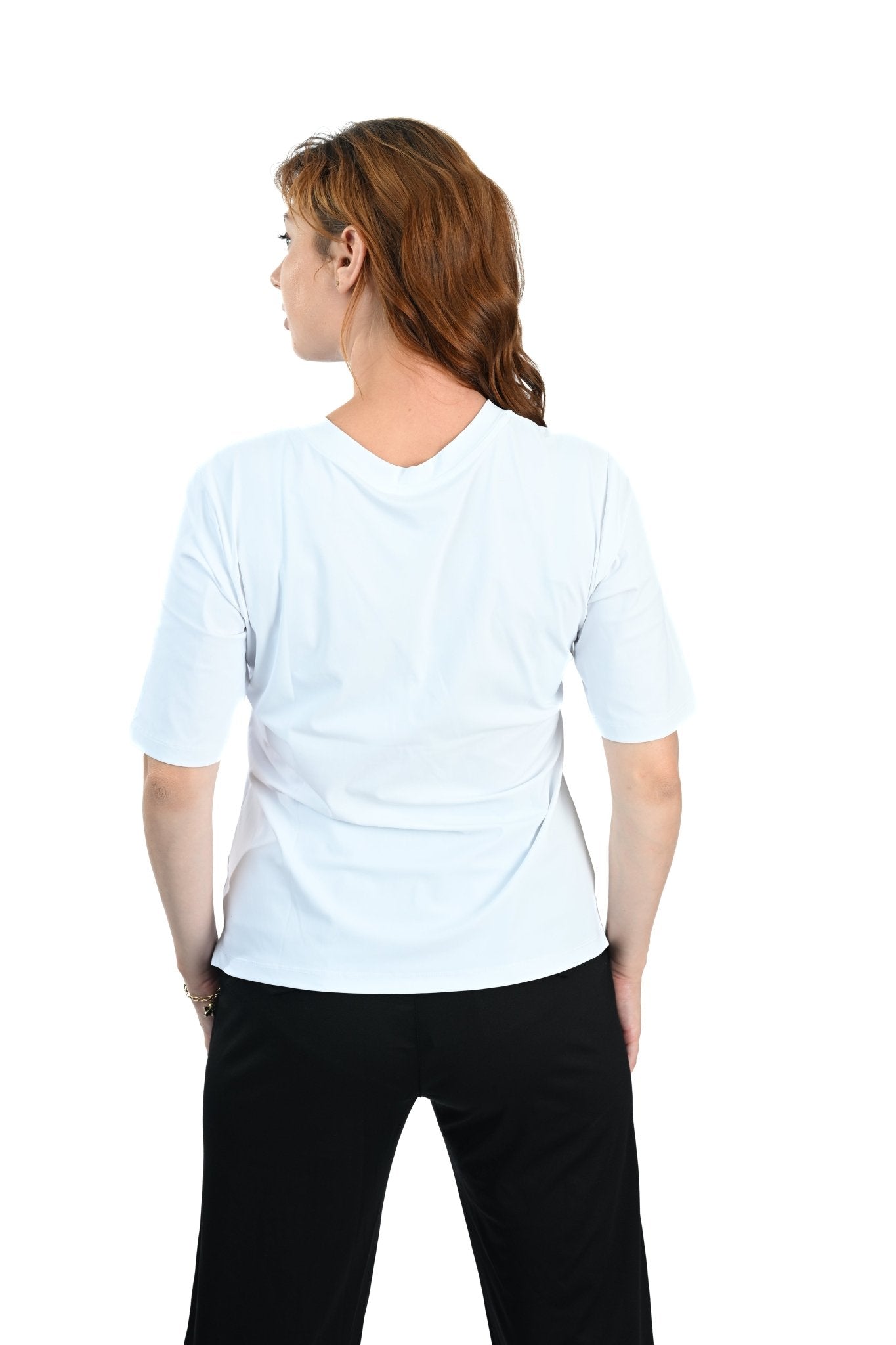 Mi Piace V - hals T-shirt – Wit Basics met Klasse - BlushFashionstore