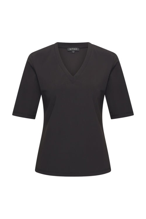 Mi Piace V - hals T-shirt – Zwart Tijdloos & Elegant - BlushFashionstore