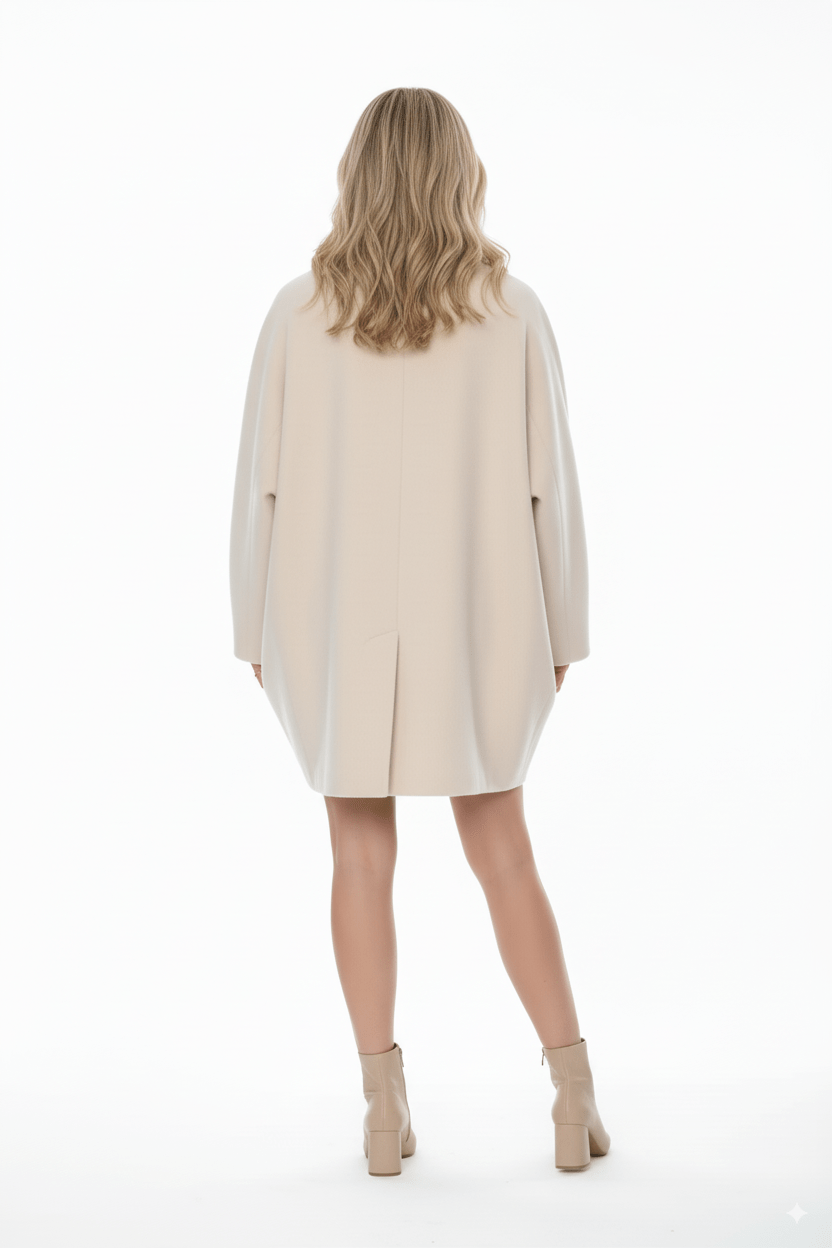 Oversized Beige Mantel met Grote Knopen - BlushFashionstore