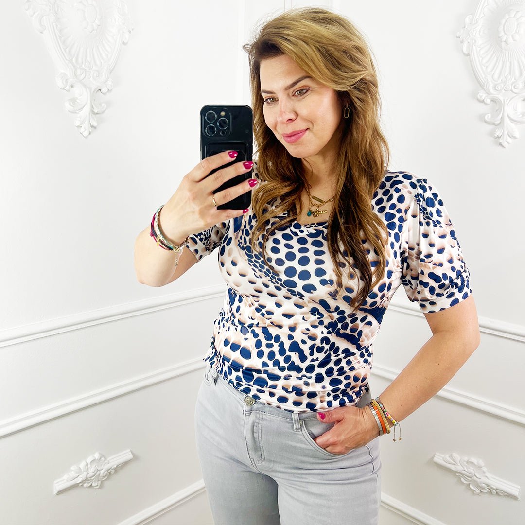 Print Top Blauw - BlushFashionstore