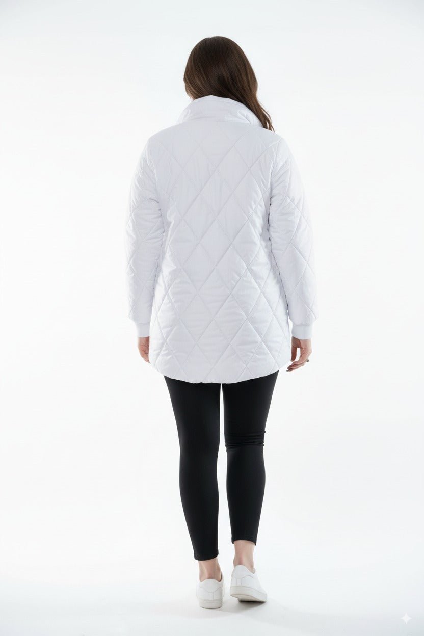 Puffer Jackets Witte Gewatteerde Dames Jas met Rits – Winterjas - BlushFashionstore